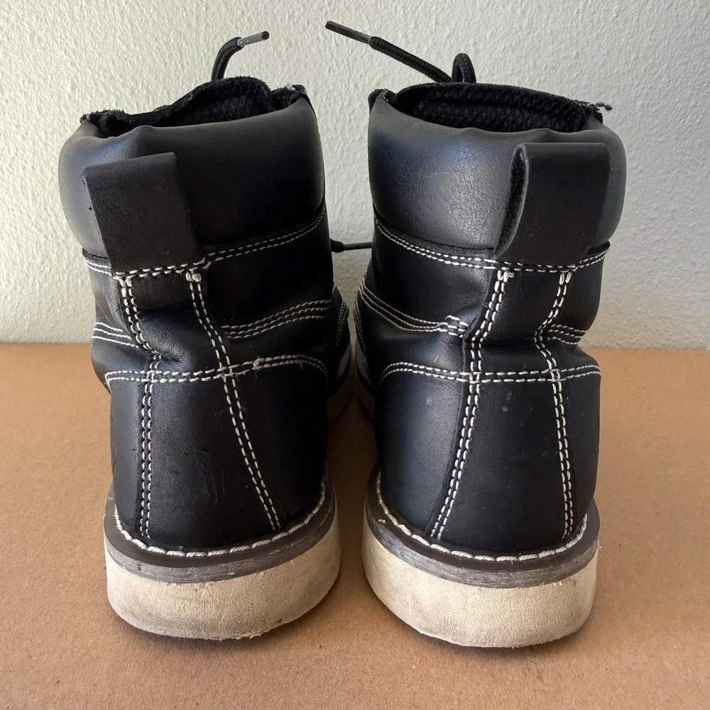 Work Zone Mens N633 Black Leather Moc Toe Goodyear Welt Work Boots Size 9